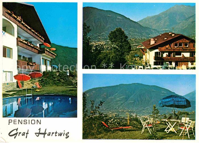 Schenna Meran Pension Graf Hartwig Swimming Pool Alpenpanorama