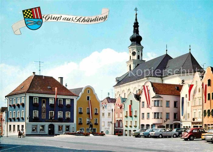 Schaerding Stadtplatz Brunnen Stadtpfarrkirche Kneippkurort Grenzstadt