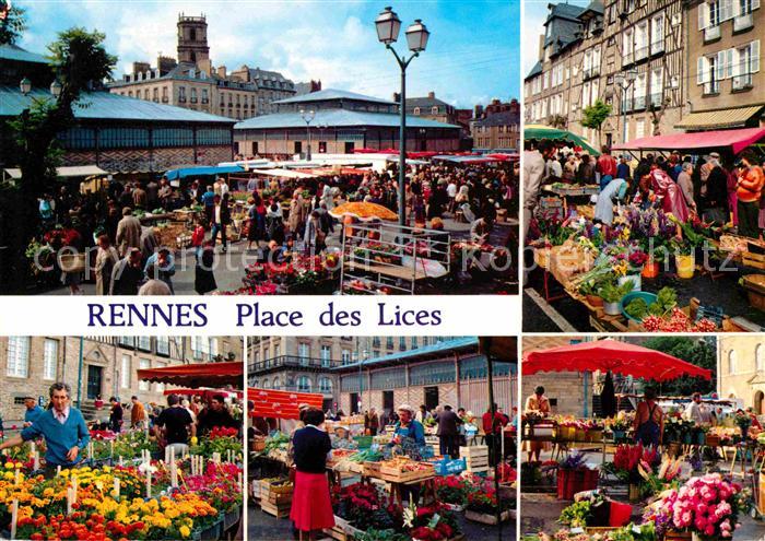 Rennes Ille-et-Vilaine Place des Lices un jour de marche