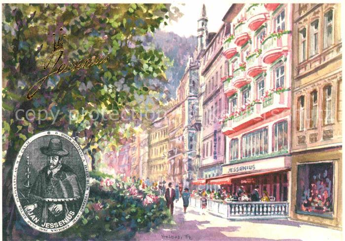 Karlovy Vary Hotel Jessenius Portrait Jan Jessenius Aquarell F Holdosi Kuenstler