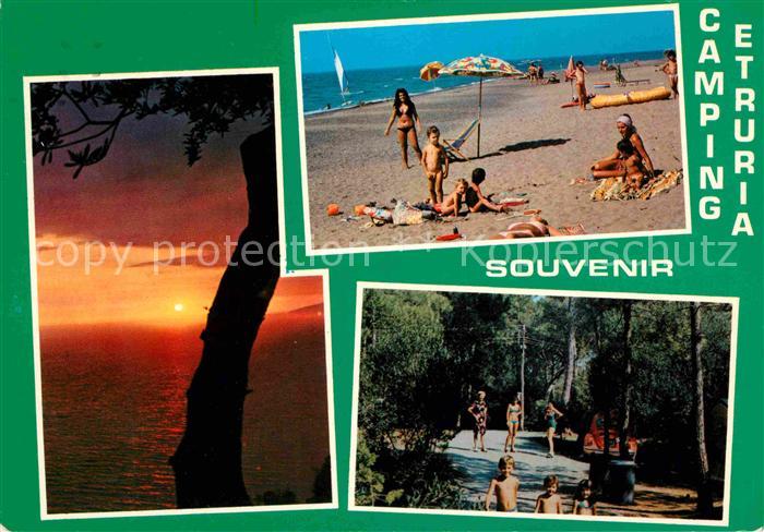Marina di Castagneto Camping Etruria Strand Sonnenuntergang am Meer