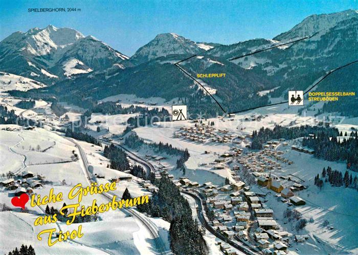 Fieberbrunn Tirol Wintersportplatz Alpenpanorama Fliegeraufnahme