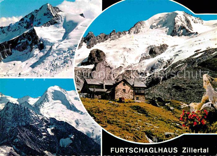 Furtschagelhaus mit Grosser Moesele Thurnerkamp Rossruckspitze Zillertaler Alpen