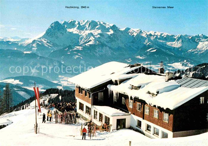 Werfenweng Berggasthof Sportalm Strussing Blick zum Hochkoenig Steinernes Meer W