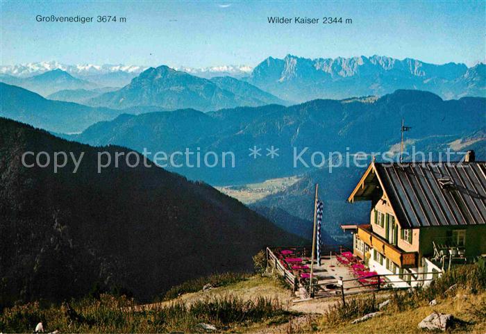 Hochgernhaus mit Blick zum Grossvenediger und Wilder Kaiser