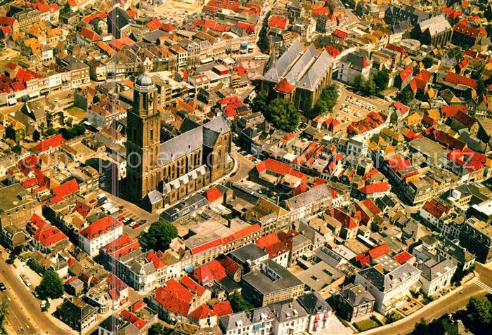 Zwolle Overijssel Centrum met Kerk met Peperbus Grote Kerk in vogelvlucht