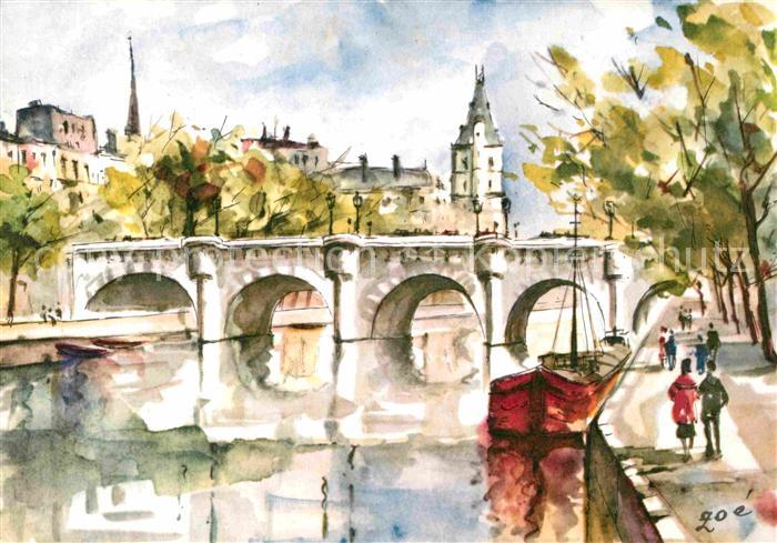 Paris Kuenstlerkarte Le Pont Neuf