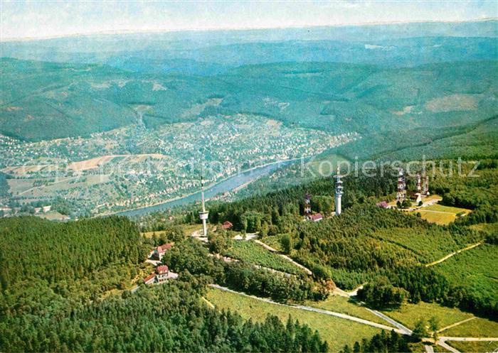 Heidelberg Neckar mit Koenigstuhl Fliegeraufnahme