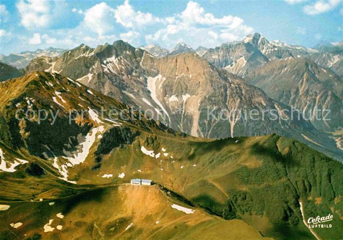 Kanzelwand Fliegeraufnahme Bergstation Hammerspitze Zwoelferkopf Widderstein Kle