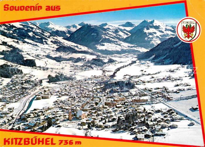 Kitzbuehel Tirol Fliegeraufnahme mit Alpen