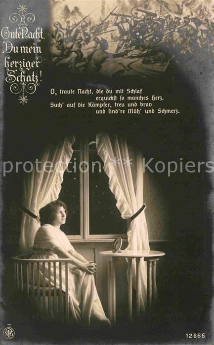 Foto NPG Nr. 12666 Poesie Krieg Frau Gute Nacht du mein herziger Schatz