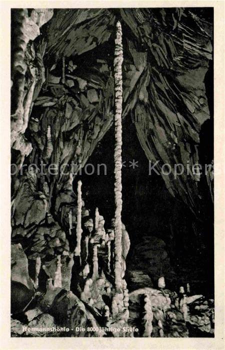 Hoehlen Caves Grottes Hermannshöhle 8000-jährige Säule