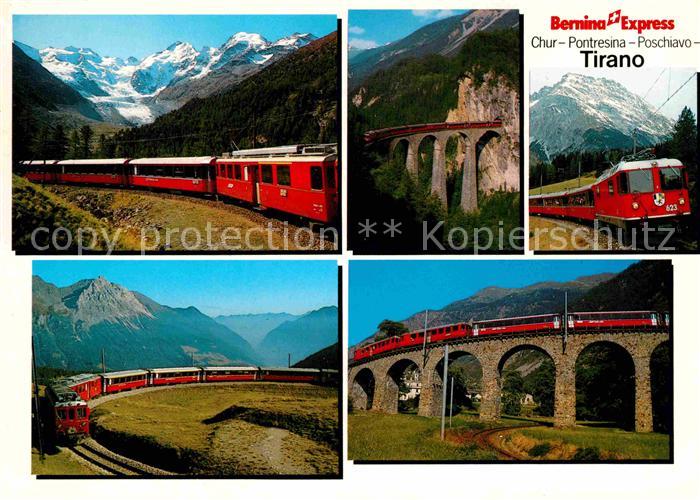 Eisenbahn Bernina-Express Rhaetische Bahn Preda Alp Gruem Morteratsch