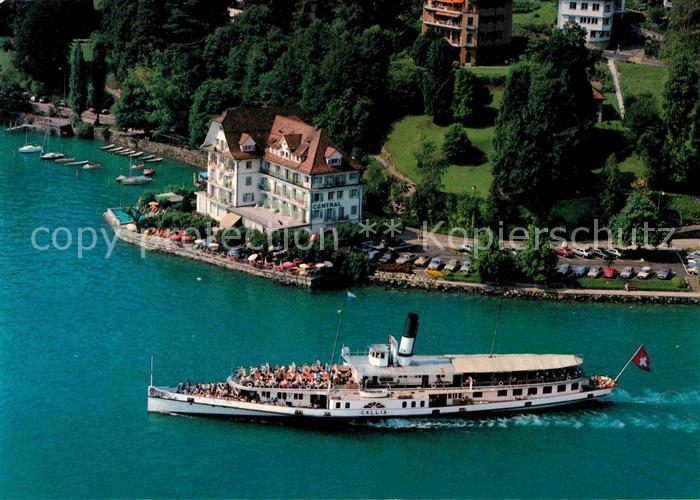 Dampfer Seitenrad Gallia Hotel Central am See Weggis Vierwaldstaettersee