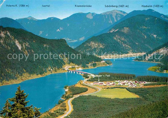 Sylvensteinsee Lenggries Hotel Jaeger von Fall mit Klammbruecke Schoenberg Hocha