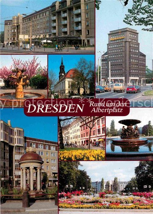 DRESDEN Elbe Cafe Kaestner Hochhaus Verkehrsbetriebe Brunnen Volkskunstmuseum Dr