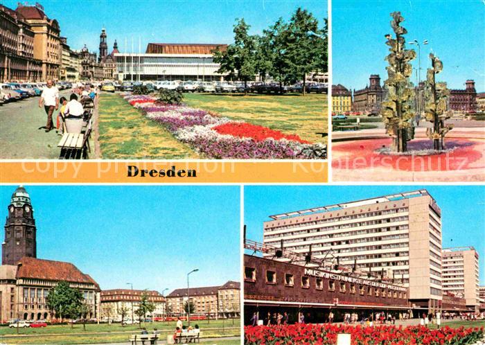 DRESDEN Elbe Altmarkt Glasbrunnen Pirnaischer Platz Rathaus Prager Str