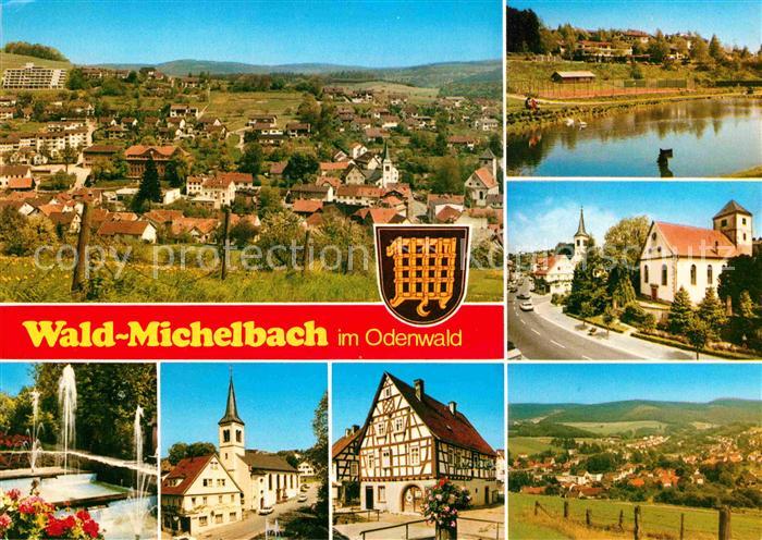 Waldmichelbach Panorama Teilansichten Brunnen Fachwerkhaeuser