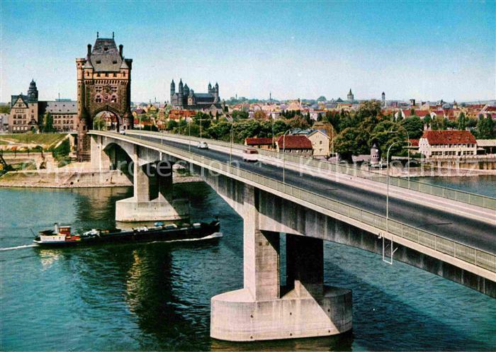 Worms Rhein mit Nibelungenbruecke