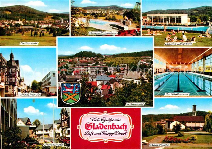Gladenbach Hessen Panorama Kneipp Kuranlage Hallen Freibad Marktstr Teilansicht
