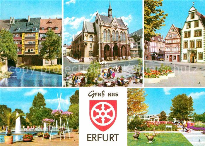 ERFURT  CITY Kraemerbruecke Hohe Lilie Rathaus IGA