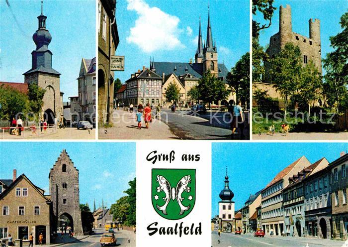 Saalfeld Saale Oberes Tor Markt mit St Johanniskirche Hoher Schwarm Saaltor Blan