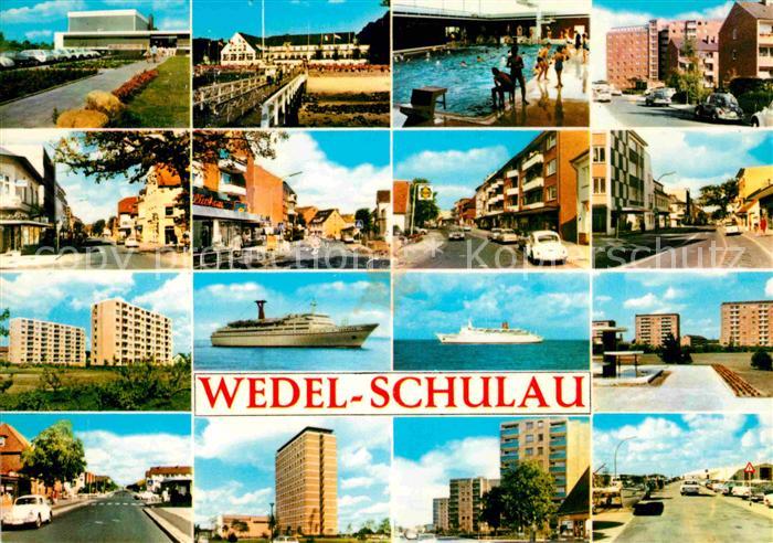 Schulau Wedel Teilansichten Hallenbad Passagierschiff Hochhaus