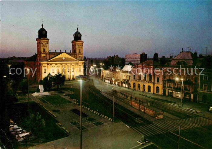 Debrecen Debrezin Kossuth Lajos Platz Kirche Nachtaufnahme