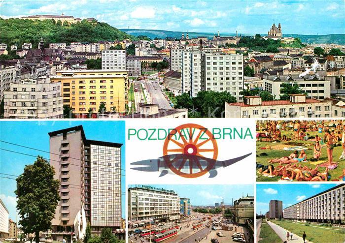 Brno Bruenn Celkovy pohled Interhotel Continental Koupaliste Namesti Studentska