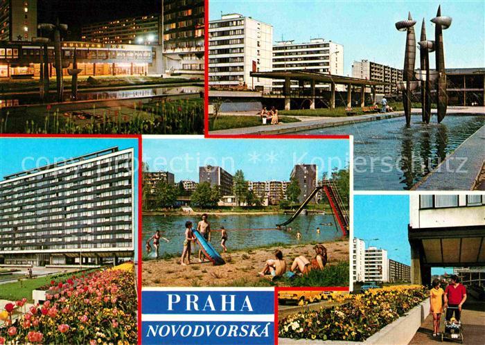 Praha Prahy Prague Novodvorska Wohnblocks Hochhaeuser Wasserspiele