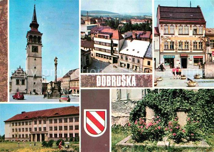 Dobruska Gutenfeld Namesti Radnice Dum F.V. Hek ZDS a gymnasium Nahrobky rodiny