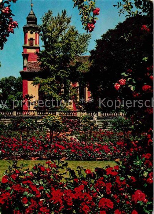 Insel Mainau Schlosskirche mit Rosengarten