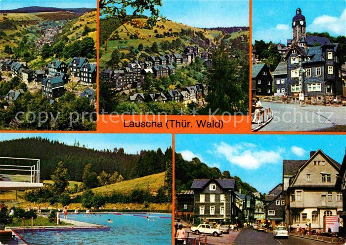 Lauscha Teilansichten Huettenplatz Freibad Kulturhaus