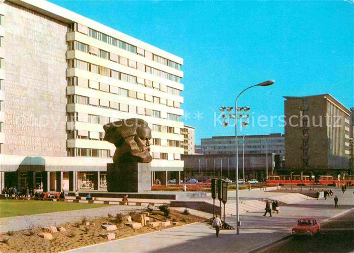 Karl-Marx-Stadt Karl Marx Allee mit Karl Marx Monument Denkmal