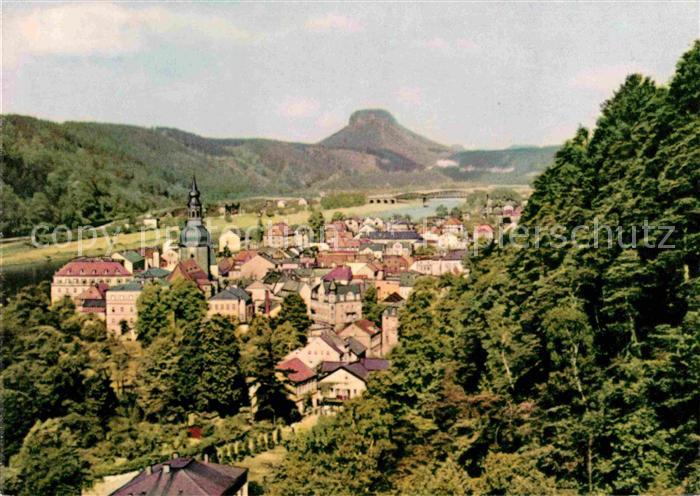 Bad Schandau Panorama Blick zum Lilienstein Tafelberg Elbsandsteingebirge