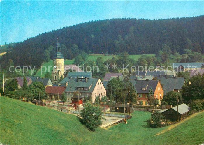 Geising Erzgebirge Ortsansicht mit Kirche