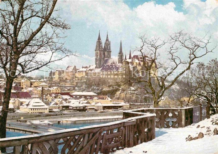 Meissen Elbe Sachsen Blick vom Ratsweinberg Elbe Burgberg Dom Albrechtsburg