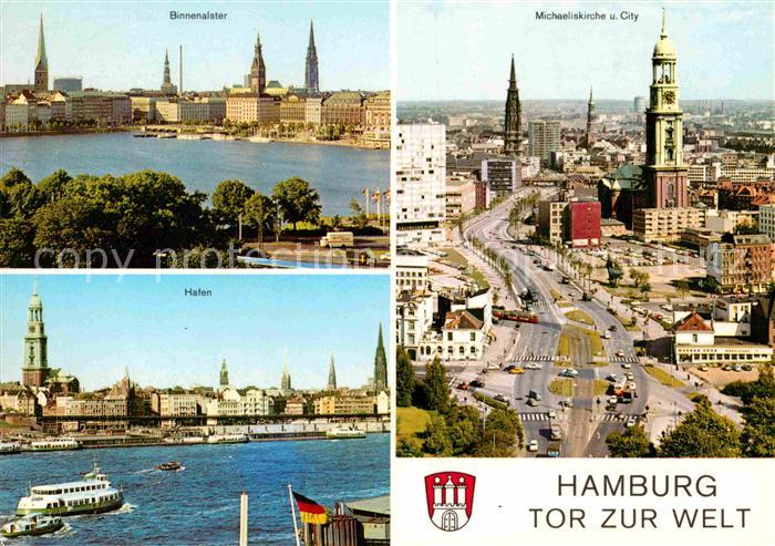 HAMBURG  CITY Binnenalster Hafen Michaeliskirche Michel City Tor zur Welt