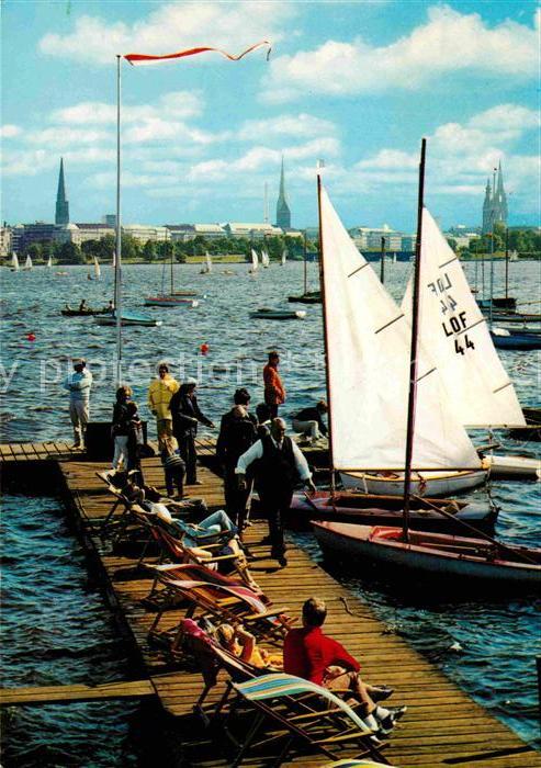 HAMBURG  CITY Aussenalster mit Stadtpanorama Segelboote