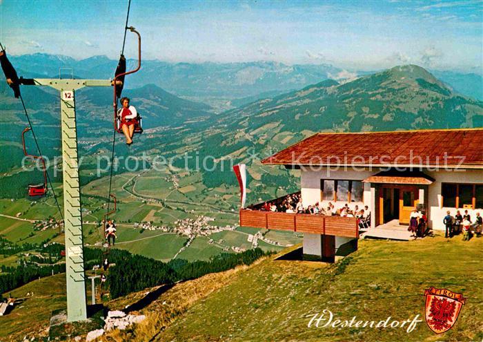 Westendorf Tirol Sessellift Bergstation Berggasthaus Fernsicht Alpenpanorama