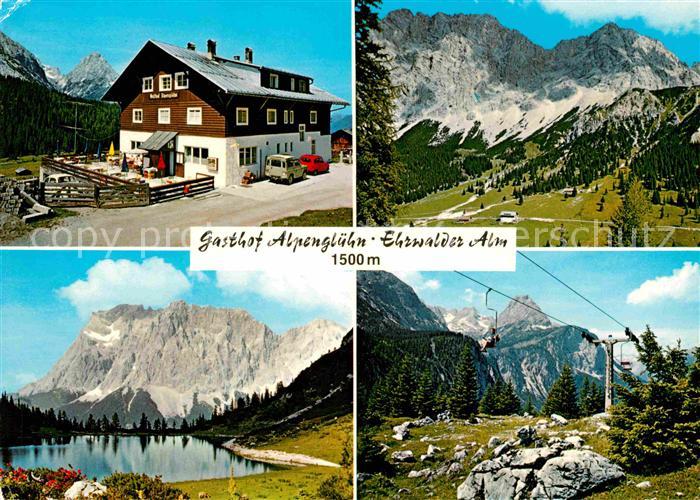 Ehrwald Tirol Gasthof Alpengluehn Ehrwalder Alm Seebensee Sessellift Wetterstein