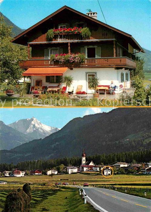 Ried Zillertal Gaestehaus Wiesenheim Ortsansicht mit Kirche Zillertaler Alpen
