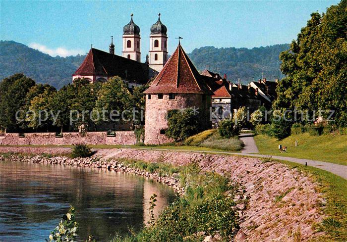 Saeckingen Rhein Rheinufer Promenade Kirche Turm Stadtmauer bodan Karte