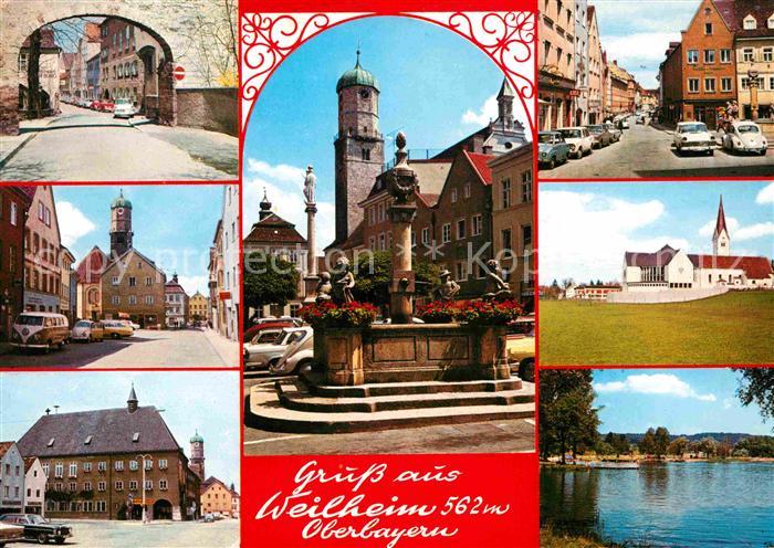 Weilheim Oberbayern Torbogen Marktplatz Brunnen Dorfmotive Seeblick