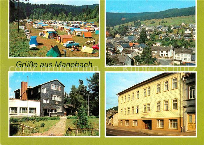 Manebach Camping Meyersgrund Panorama Betriebsferienheime Schoeffenhaus und Ilmt