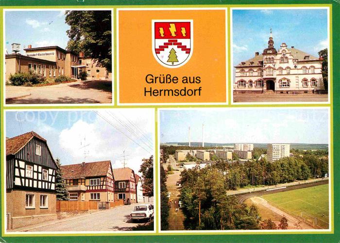 Hermsdorf Thueringen Bahnhof Rathaus Fachwerkhaeuser Bergstrasse Teilansicht