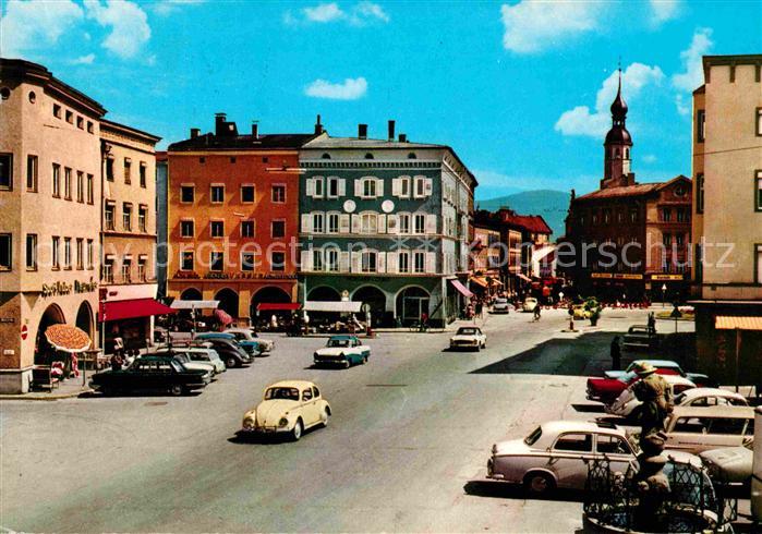 Rosenheim Bayern Ludwigsplatz mit Hochriesblick