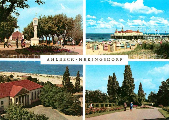 Ahlbeck Ostseebad Kurpark mit Musikpavillon Seebruecke Heringsdorf Kulturhaus Ku