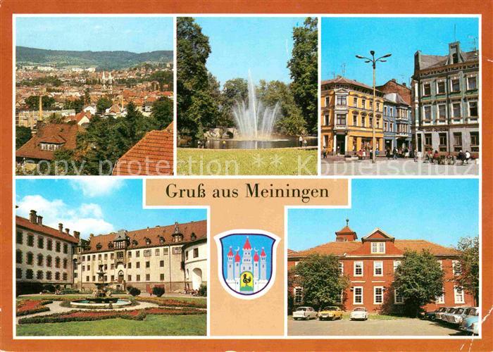 Meiningen Thueringen Panorama Springbrunnen Goethepark Markt Schloss Elisabethen