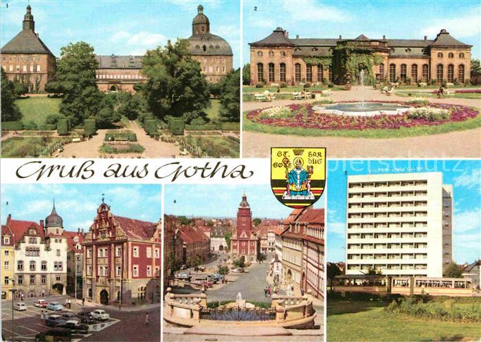 Gotha Thueringen Schloss Friedenstein Orangerie Rathaus Markt Leninplatz Hochhau